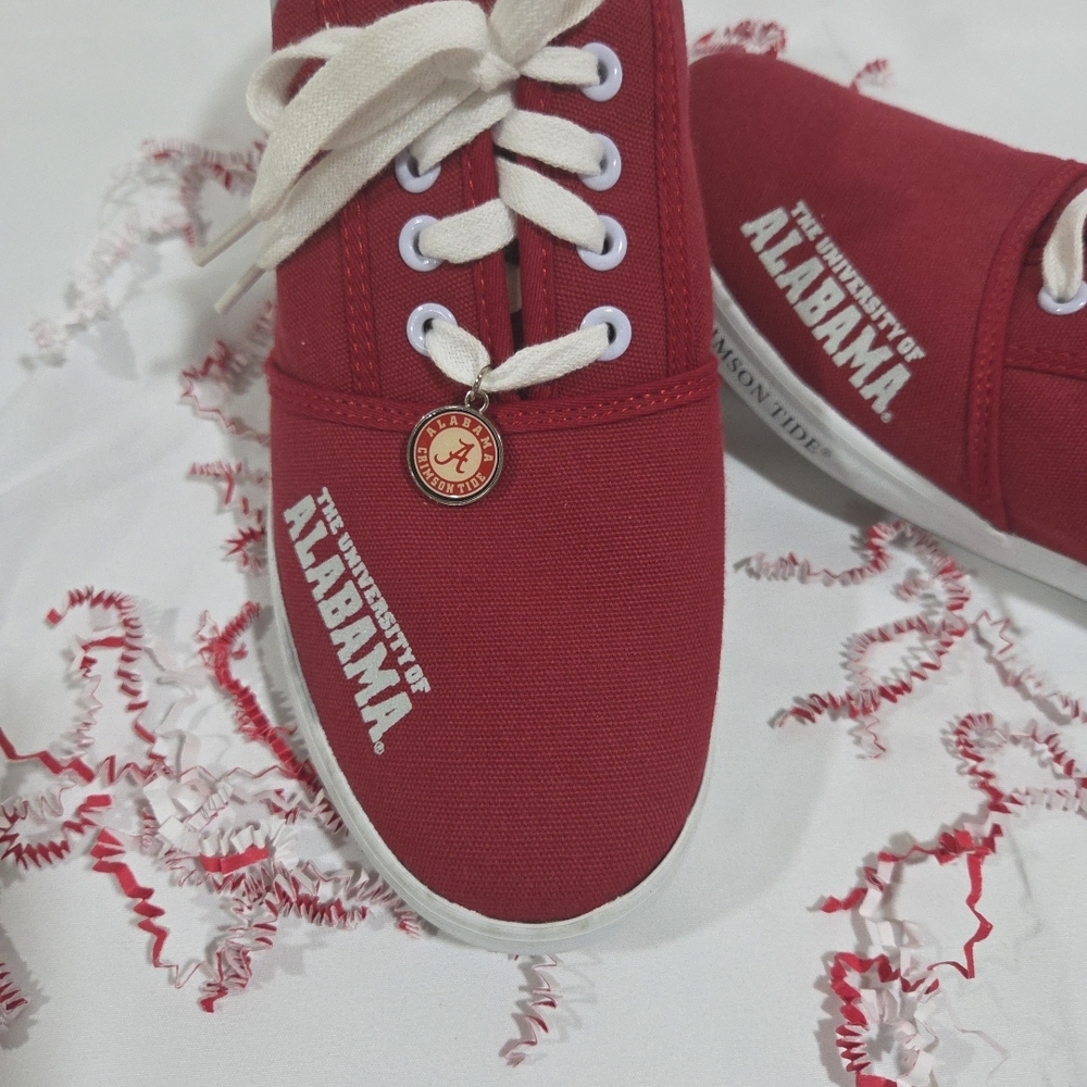 The Bradford Exchange Crimson and White Canvas Slip-On Sneakers